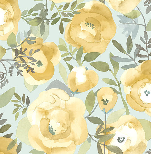 2903-25837 Orla Yellow Floral Wallpaper