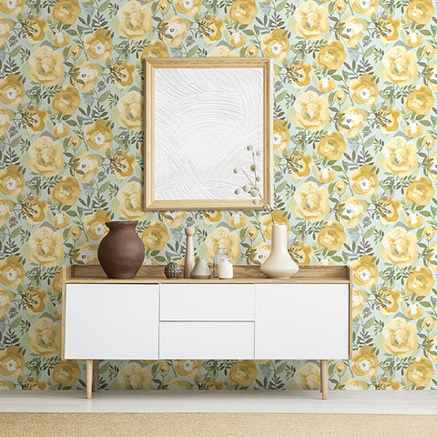 2903-25837 Orla Yellow Floral Wallpaper