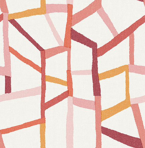 2903-25846 Tate Pink Geometric Linen Wallpaper