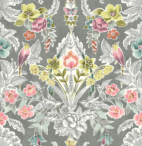 2903-25860 Vera Multicolor Floral Damask Wallpaper
