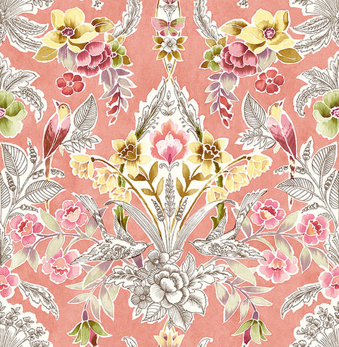 2903-25861 Vera Pink Floral Damask Wallpaper