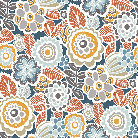 2903-25866 Lucy Navy Floral Wallpaper