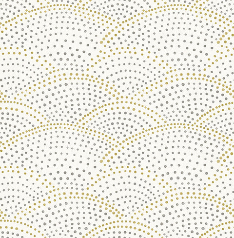 2903-25869 Bennett Grey Dotted Scallop Wallpaper
