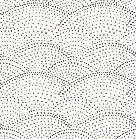 2903-25870 Bennett Charcoal Dotted Scallop Wallpaper