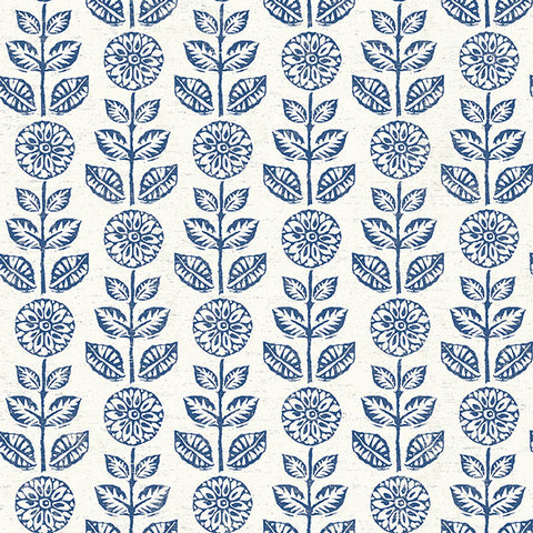 2904-13512 Dolly Navy Folk Floral Wallpaper