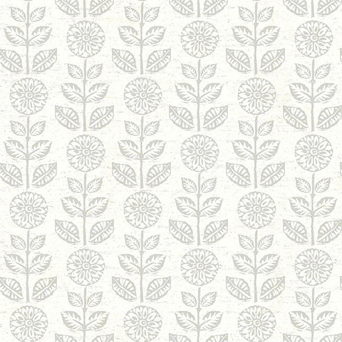 2904-13514 Dolly Taupe Folk Floral Wallpaper