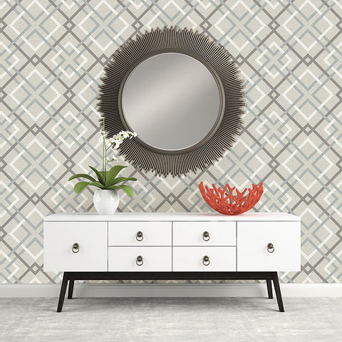 2904-22649 Saltire Taupe Geometric Wallpaper