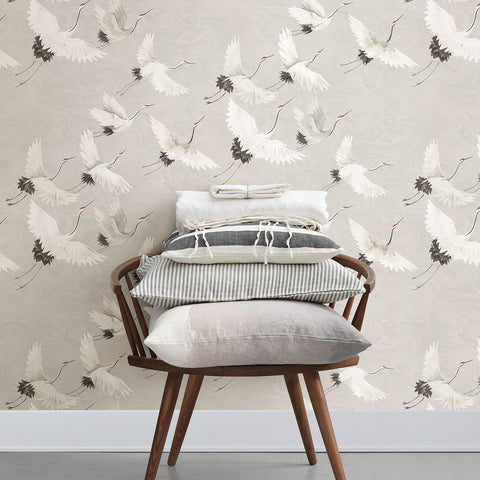 2904-24304 Windsong Grey Bird Wallpaper
