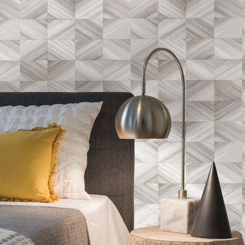 2904-25379 Stratum Grey Geometric Faux Wood Wallpaper