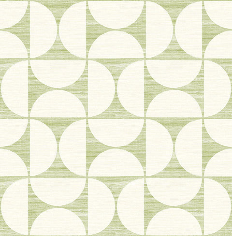 2904-25670 Deedee Green Geometric Faux Grasscloth Wallpaper