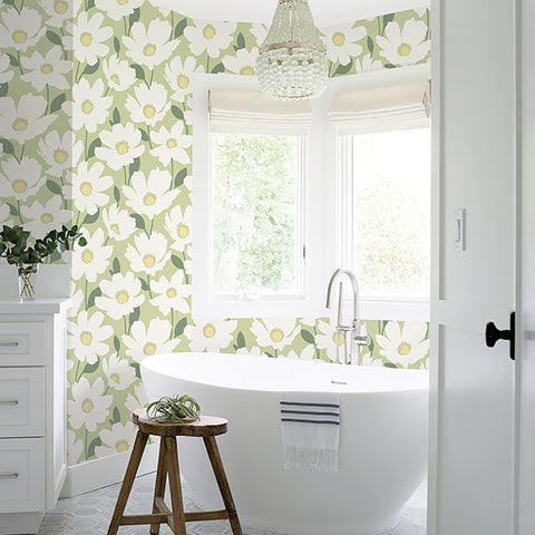 2904-25677 Astera Green Floral Wallpaper