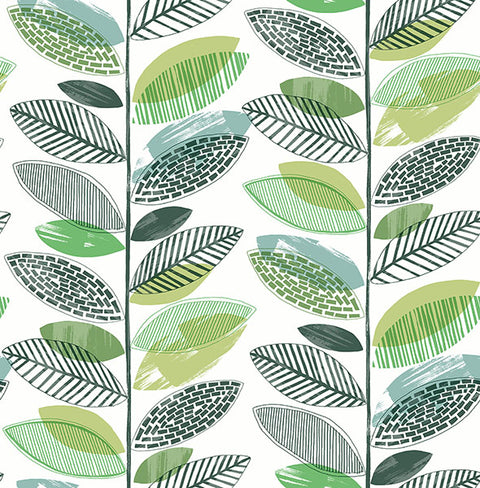 2904-25681 Nyssa Green Leaves Wallpaper