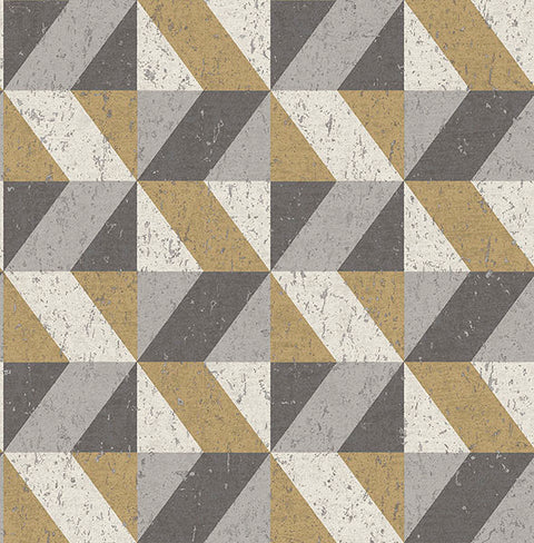 2908-25311 Cerium Metallic Concrete Geometric Wallpaper