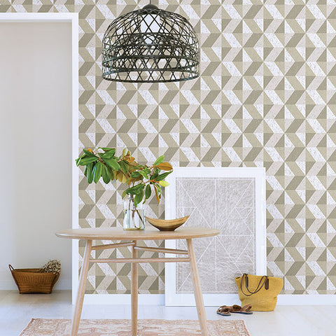 2908-25313 Cerium Neutral Concrete Geometric Wallpaper