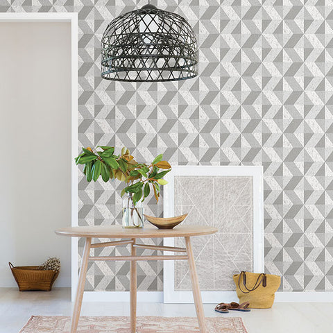 2908-25314 Cerium Grey Concrete Geometric Wallpaper