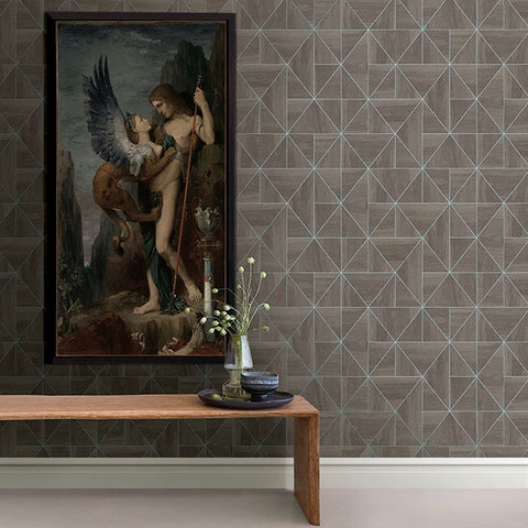 2908-25322 Cheverny Coffee Geometric Wood Wallpaper