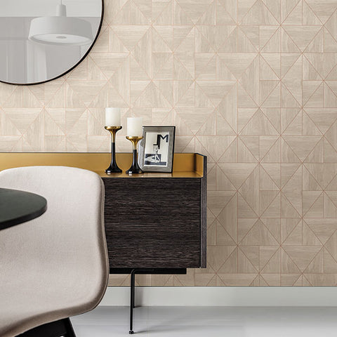 2908-25324 Cheverny Cream Geometric Wood Wallpaper