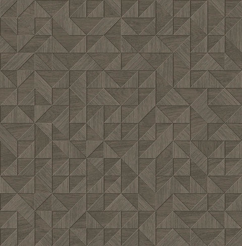 2908-25327 Gallerie Taupe Geometric Wood Wallpaper