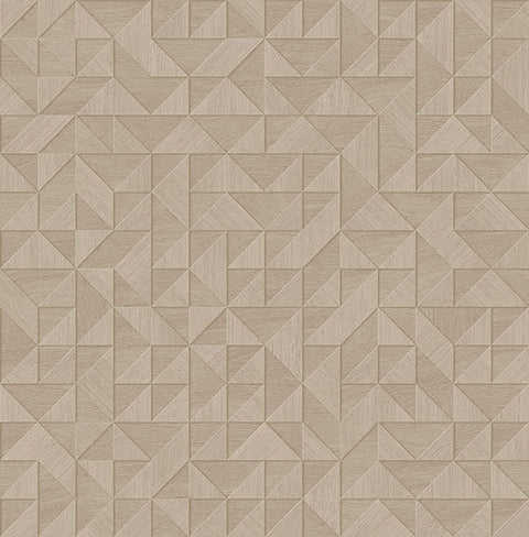 2908-25328 Gallerie Beige Geometric Wood Wallpaper