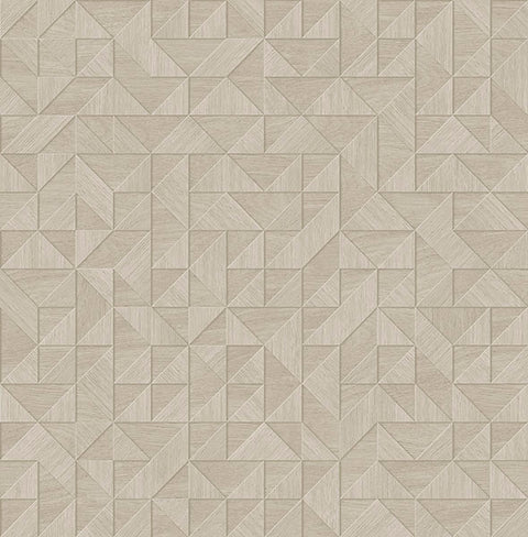 2908-25329 Gallerie Cream Geometric Wood Wallpaper