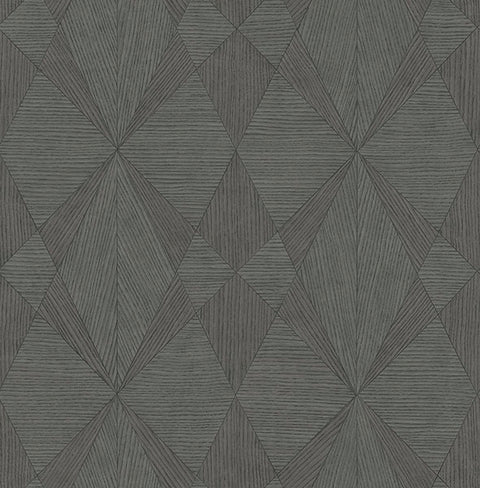 2908-25334 Intrinsic Dark Grey Geometric Wood Wallpaper