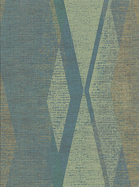 2909-IH-23507 Torrance Green Distressed Geometric Wallpaper