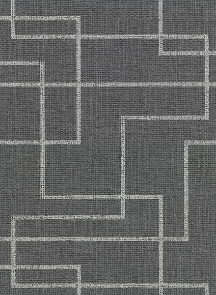 2921-50500 Clarendon Charcoal Geometric Faux Grasscloth Wallpaper