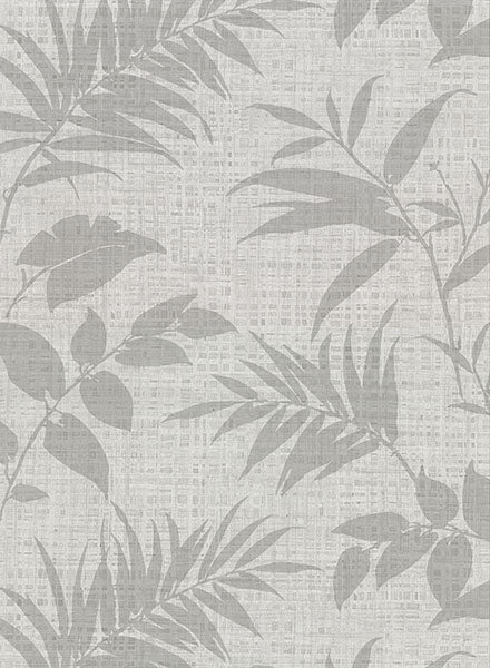 2921-50800 Chandler Light Grey Botanical Faux Grasscloth Wallpaper