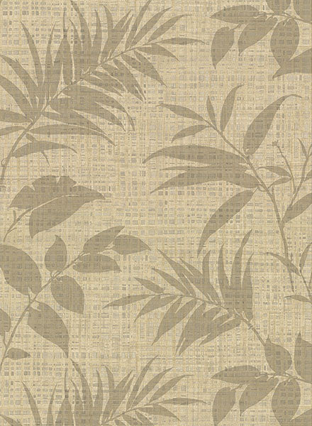 2921-50806 Chandler Khaki Botanical Faux Grasscloth Wallpaper