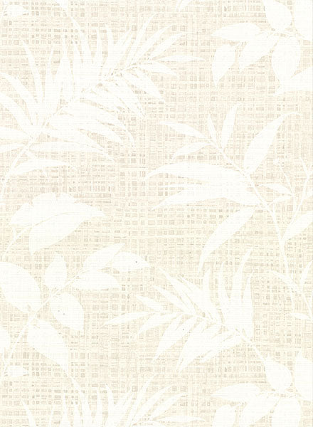 2921-50807 Chandler White Botanical Faux Grasscloth Wallpaper