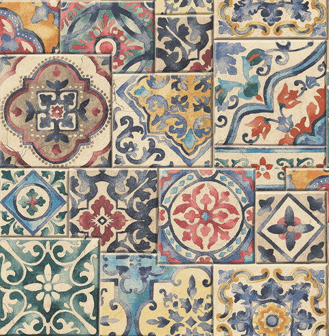 2922-22301 Estrada Multicolor Marrakesh Tiles Wallpaper