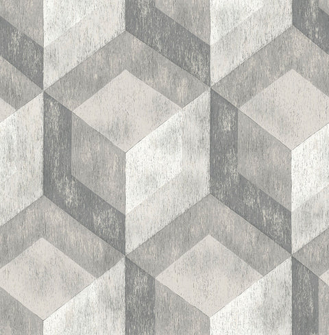 2922-22306 Clarabelle Grey Rustic Wood Tile Wallpaper