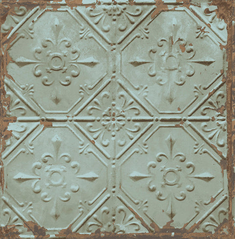 2922-22331 Donahue Turquoise Tin Ceiling Wallpaper