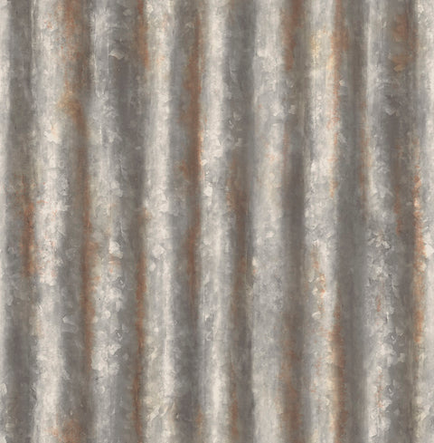 2922-22333 Kirkland Charcoal Corrugated Metal Wallpaper