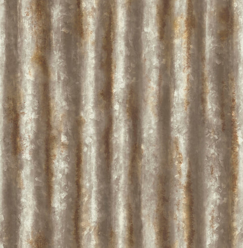 2922-22334 Kirkland Rust Corrugated Metal Wallpaper