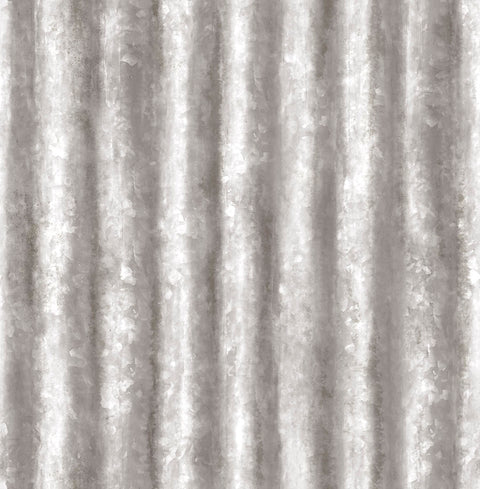 2922-22336 Kirkland Silver Corrugated Metal Wallpaper