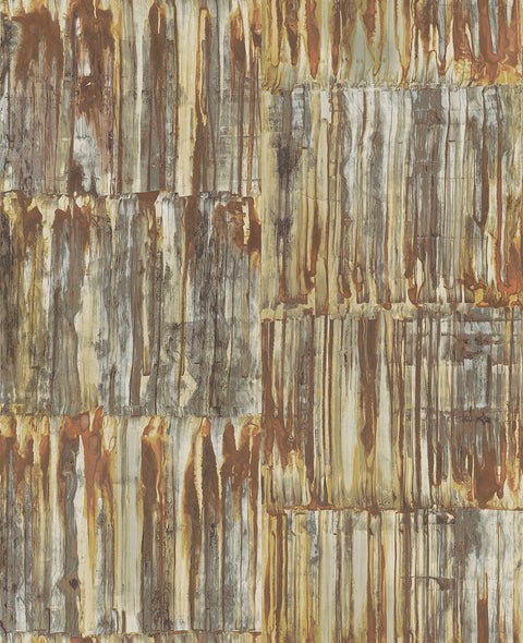 2922-24063 Chavez Brass Patina Panels Wallpaper