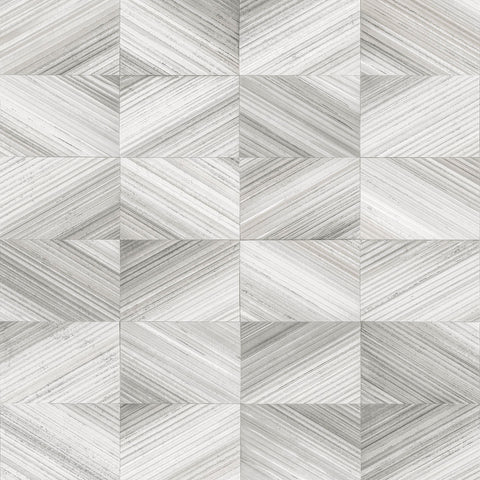 2922-25379 Ulysses Grey Geometric Wood Wallpaper