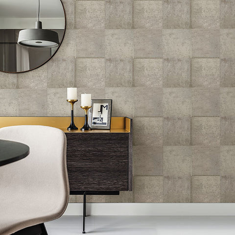 2927-10901 Vela Taupe Distressed Geometric Wallpaper