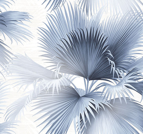 2927-40102 Summer Palm Blue Tropical Wallpaper