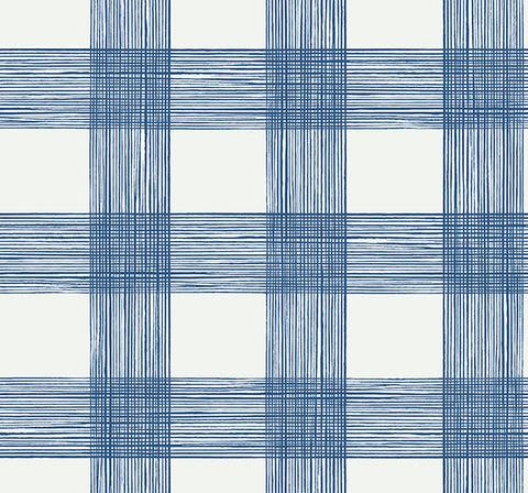 2927-80902 Scarborough Indigo Striated Plaid Wallpaper