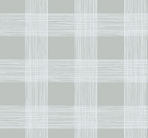 2927-80908 Scarborough Grey Striated Plaid Wallpaper