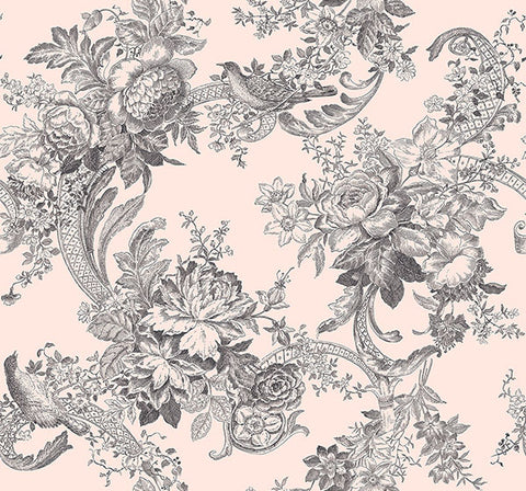 2927-81601 Carmel Blush Baroque Florals Wallpaper