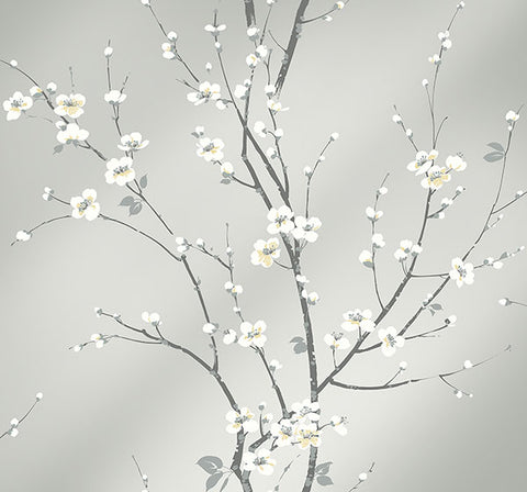 2927-81808 Monterey Silver Mist Floral Branch Wallpaper