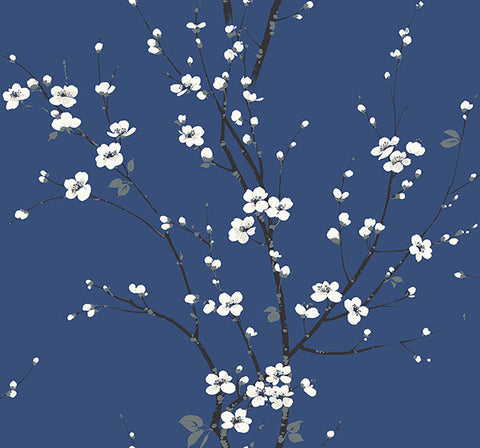 2927-81812 Monterey Cobalt Floral Branch Wallpaper