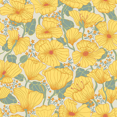 2932-65112 Matilda Yellow Poppy Fields Wallpaper
