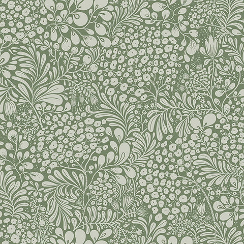 2932-65125 Siv Dark Green Botanical Wallpaper