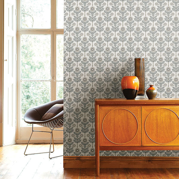 2948-28005 Aya White Floral Wallpaper | The Fabric Co