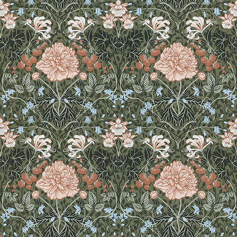 2948-28019 Celestine Green Floral Wallpaper