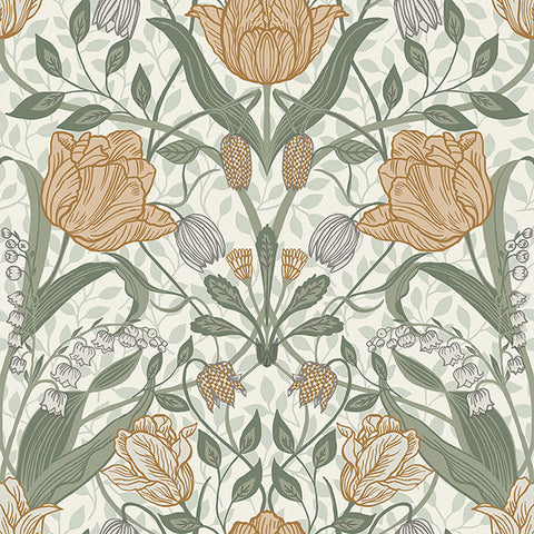 2948-33006 Tulipa Green Floral Wallpaper